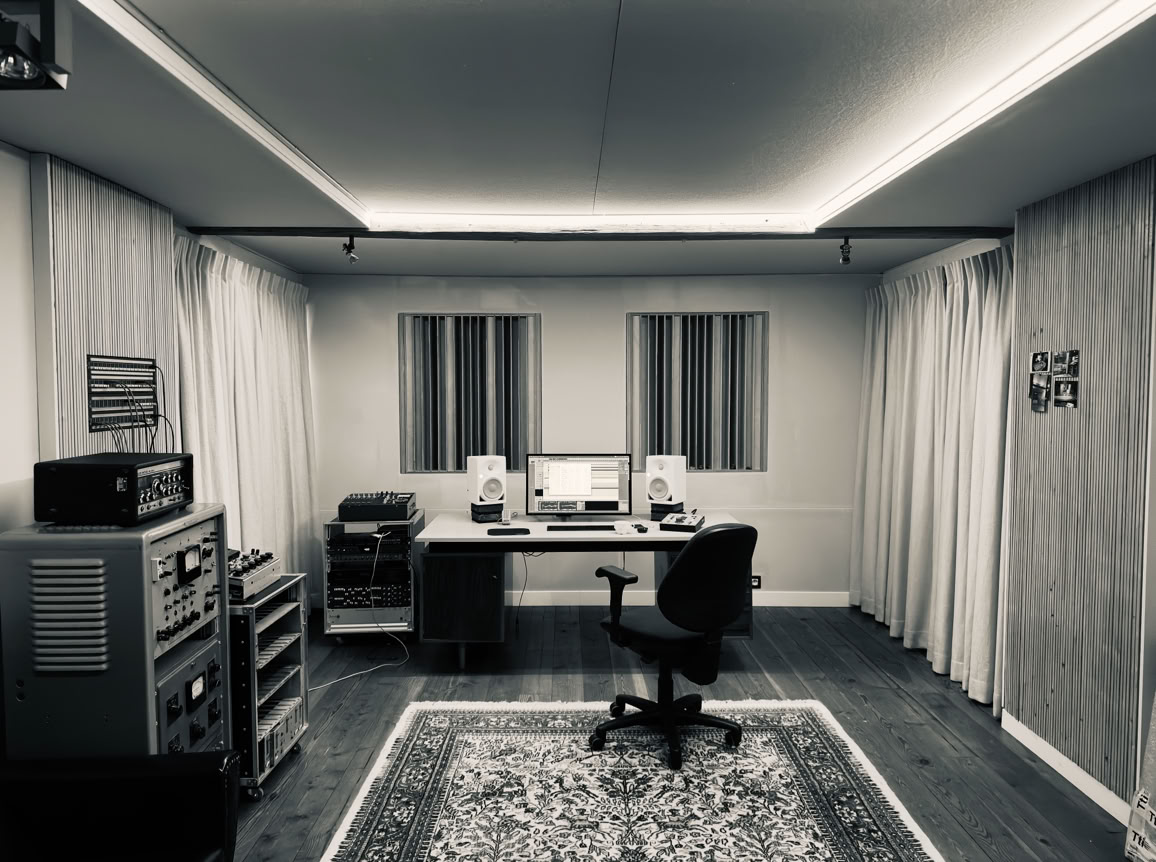 Control room at CCR recording studio Zulte
